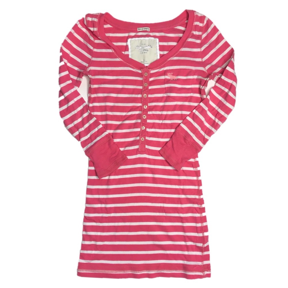 Abercrombie & Fitch pink white striped  top